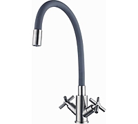 Смеситель для кухни Fmark FS8442-04 гибкий излив сатин/серый