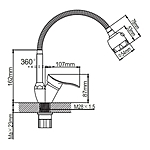 Смеситель для кухни Эверест B58-214M гибкий излив хром