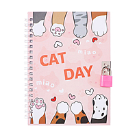 Записная книжка подарочная, 45 листов, линия, на замке, на гребне, Лапки (17,8х13см)