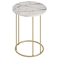 Кофейный столик «Ст127.0», 450×450×650 мм, цвет МДФ монте белый / металл металлик золотой