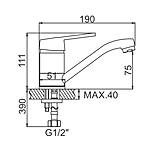 Смеситель для кухни Ledeme L4568-B средний излив хром