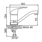 Смеситель для кухни Ledeme L4529B-2 средний излив гайка хром