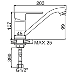 Смеситель для кухни Ledeme L4546-2 средний излив гайка хром