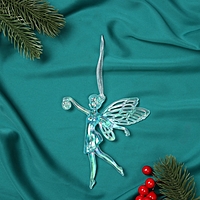 Ёлочная игрушка «Зимнее волшебство. Фея с шариком» пластик, 12х11,5 см, голубой перелив