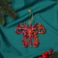 Ёлочная игрушка «Зимнее волшебство. Кружевная бабочка» пластик, 10х12 см, красный перелив