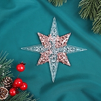 Ёлочная игрушка «Зимнее волшебство. Звезда сияние серединка блеск» пластик, 12х12 см, прозрачно-розовый