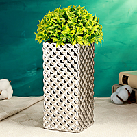 Ваза керамика настольная "Кристи" 9х9х20 см, серебро