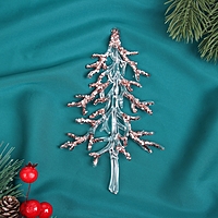 Ёлочная игрушка «Зимнее волшебство. Ёлочка блеск сияние» пластик, 15х9 см, прозрачно-розовый