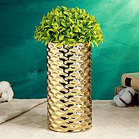 Ваза керамика настольная "Хелен" 9х9х20 см, золото