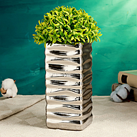 Ваза керамика настольная "Кина" 9х9х20 см, серебро