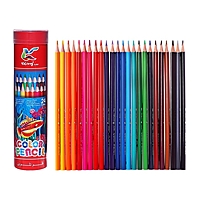 Карандаши 24 цвета, в металл тубусе, треугольные, деревянные, Морские обитатели,МИКС