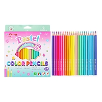 Карандаши 24 цвета в картонной коробке, треугольные, деревянные, Пастель МИКС
