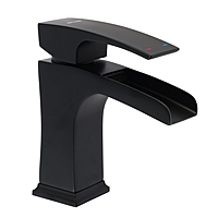 Смеситель для раковины AFLORN AF19707F-7, "Водопад", высота излива 9.4 см, латунь, черный