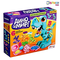 ЭВРИКИ Набор для игры с пластилином "Диномир", 6 баночек с пластилином