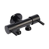 Кран двойной ZEIN engr, 1/2" х 1/2", два вентиля, кран-букса керамика, нерж. сталь, черный   1078934