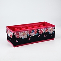 Органайзер для хранения, кофр для белья 6 ячеекк "Пионы", 32 х 15 х 10 см