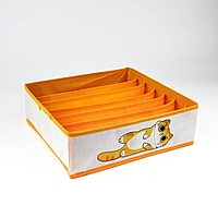 Органайзер для хранения, кофр для белья 7 ячеек "Рыжий кот", 32 х 32 х 10 см