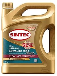 Масло моторное Sintec ExtraLife 7000 5W-40 A3/B4 5 л Акция!