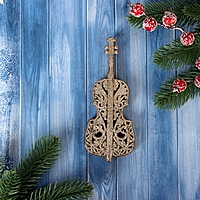 Ёлочная игрушка «Зимнее волшебство. Виолончель блеск» пластик, 15х6,5 см, золото