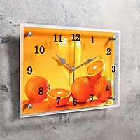 Часы настенные прямоугольные "Апельсины и бокал", 25х35 см  микс