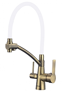 Смеситель для кухни Savol S-L1805C-02 фильтр бронза/белый
