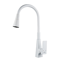 Смеситель для кухни Shevanik S543C-1 гибкий излив белый