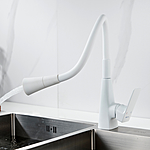 Смеситель для кухни Shevanik S543C-1 гибкий излив белый