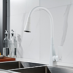 Смеситель для кухни Shevanik S543C-1 гибкий излив белый