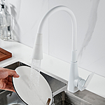 Смеситель для кухни Shevanik S543C-1 гибкий излив белый