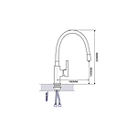 Смеситель для кухни Ammore A5506-2 гибкий излив серый/хром