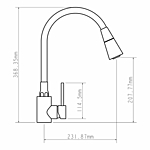 Смеситель для кухни Ammore A5510-3T гибкий излив белый/хром