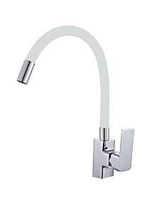 Смеситель для кухни Ammore A5501-3 гибкий излив белый/хром