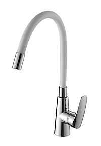 Смеситель для кухни Ammore A5505-3 гибкий излив белый/хром