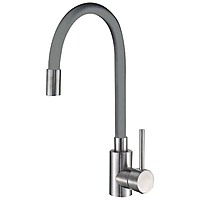 Смеситель для кухни Ammore A5510-2 гибкий излив серый/сатин