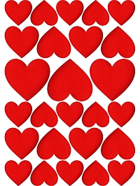 Картинки на вафельной бумаге А5 "Сердечки красные"