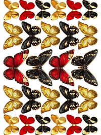 Картинки на вафельной бумаге А5 "Бабочки золотистые и красные"