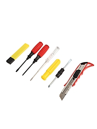 Набор инструментов в блистере ЛОМ, нож, отвертки PH1 и SL5, 2 в 1, индикаторная, 5 шт.