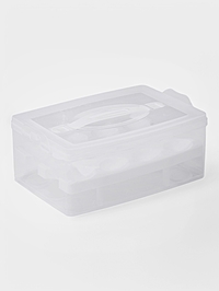 Контейнер для хранения яиц, 24 ячейки, двухуровневый, пластик, 24×16×11 см, белый