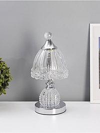 Лампа настольная «Переливы» LED 10Вт+ ночник 3Вт  хром 13,5х13,5х33см