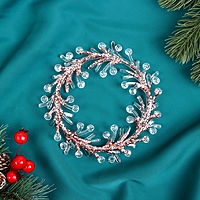 Ёлочная игрушка «Зимнее волшебство. Венок сияние» пластик, 14х14 см, прозрачно-розовый