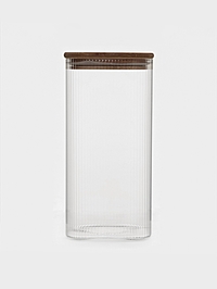 Банка для сыпучих продуктов с бамбуковой крышкой "Эко. Квадрат" 1,6 л, 10х20 см