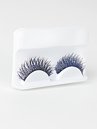 Ресницы накладные, с блёстками, 14 мм, без клея, голубые