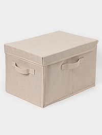Короб стеллажный с крышкой LaDо́m, размер 38х26х24 см, цвет бежевый, материал батист