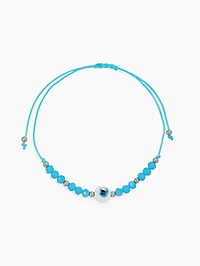 Браслет-оберег «Глазик» на нити, голубой в серебре