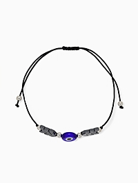 Браслет-оберег «Глазик» на нити, гематит, цвет чёрный в серебре