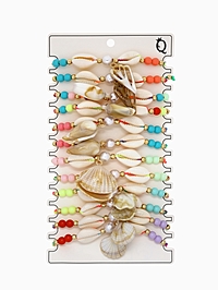 Браслет на нити «Ракушка» ассорти (неделимая фасовка 12 шт., цена за шт.), цветной в золоте