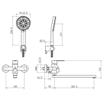 Смеситель для ванны Fashun A52201N длинный излив сатин