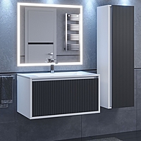 Тумба под раковину Uperwood Next подвесная, 80 см, белая/графит, 1 ящик