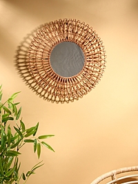 Зеркало настенное, 50х50х3 см, ротанг