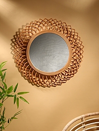 Зеркало настенное, 67х67х3 см, ротанг